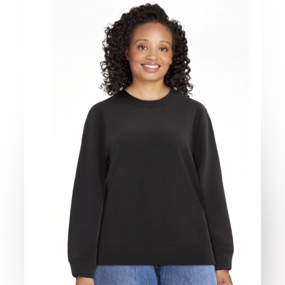 TIME and TRU Womens Black Sweatshirt Size Medium French Terry Lining Loose New